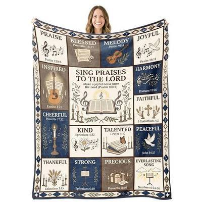 Christian Bible Verse Throw Blanket – Musical Gifts for Choir, Music Lovers | Musical Religious Flannel Polyester Blanket, Gifts for Choir, Music Lovers, Teachers, Students, Women & Men, 50x60Inch