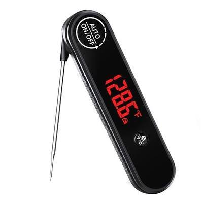 Digital Meat Thermometer, 0.3s Instant Read, Waterproof, Black | Magnetic Back, Calibration Function, Pickup Wake, Auto-Rotate LED Display, for Cooking, Grilling, BBQ, Turkey, Beef