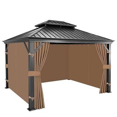 10x10 Gazebo Curtains, 4-Panels Gazebo Replacement Curtains with Zipper & Hooks, Outdoor Waterproof Sidewalls for Patio, Pergola, Yard, Garden, Only Curtains(Khaki, 10'×10')