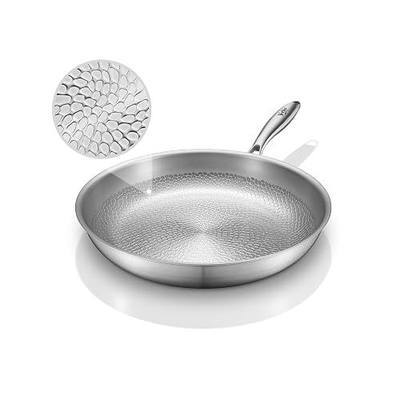 VocVoi Titanium pans for cooking,12" frying pan,butter warmer skillet | Uncoated Hammered Titanium Pro Pan, PFOA/PFAS/PTFE Free Cookware, Induction & Oven-Safe