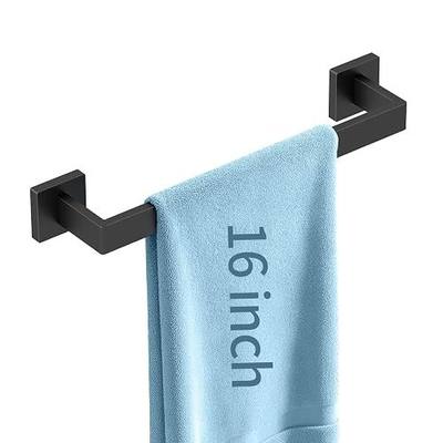 FLE Towel Bar, Black Wall Mount Towel Holder for Bathroom Kitchen,16 Inch | Towel Bar for Bathroom Wall,Stainless Steel Towel Rail Hanger for Wall, Matte Black Towel Holder for Wall, Kitchen