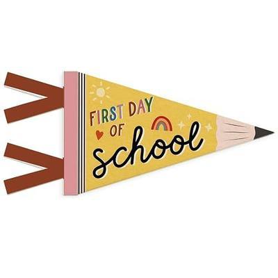 First Day of School Pennant Flag Felt Banner Sign, MZ | First Day of School Decorations,Back to Schools Banner for Kids, Pencil Photo Prop for Preschool Homeschool Classroom Decor
