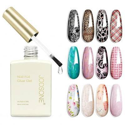 JODSONE 18 mL Nail Foil Glue Gel, Clear Foil Transfer Gel for DIY Nail Art | Strong Adhesion, Easy Application, Helps Transfer Fine Pattern Details, Pairs With Compatible Nail Foils, DIY And Salon Use