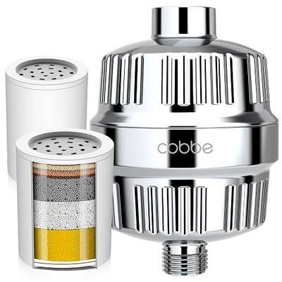 Cobbe Shower Filter for Hard Water, KDF-55 Removes Chlorine & Heavy Metals | Fits bathroom & RV showers, 2 replaceable cartridges, hard water, eases dry skin & frizzy hair, tool-free install, chrome