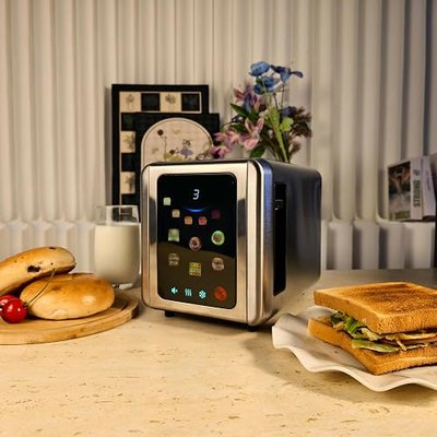 WHALL Full Touch Screen Toaster 2 Slice, Smart Toaster for Bread, Bagels | 1.5'' Extra Wide Slot, 6 Shade Settings, Reheat/Defrost/Mute/Standby, Gluten-Free Waffle Pastry Mode, Stainless Steel, Silver