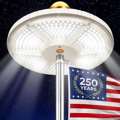 Lacasa Solar Flag Pole Light Dimmable Flagpole Lamp + 360 LED Ultra Bright | Solar & Battery Powered, Waterproof, for 15-25 Ft Poles, 12+ Hours Dusk to Dawn Auto On/Off, 100% Coverage for Flag, White