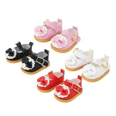 4 Set Shoes for Desk Goose 7 inches, Mini Goose Accessories with Pink Black Red White Shoes, Outfit Decoration for Desktop Goose, Doll Dress Up Accessories (Shoes)