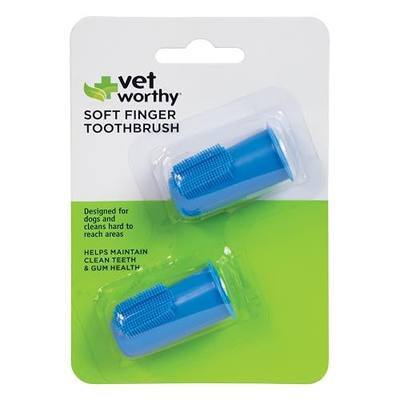 Vet Worthy Dog Finger Toothbrush - Soft Pet Finger Toothbrush - Pack of 2 | Gently Removes Plaque & Tartar - Gum and Teeth Cleaner for Dogs with Better Control for Hard-to-Reach Areas