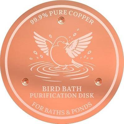 Bird Bath Copper Disk 99.9% Pure Copper Release Cu Clean Water Outdoor Disc | Diameter 4", 0.6mm Triple-Point, Release Boost Cu+, All-Season Purification, Outdoor Bowl Birdbath, Garden Backyard Disc