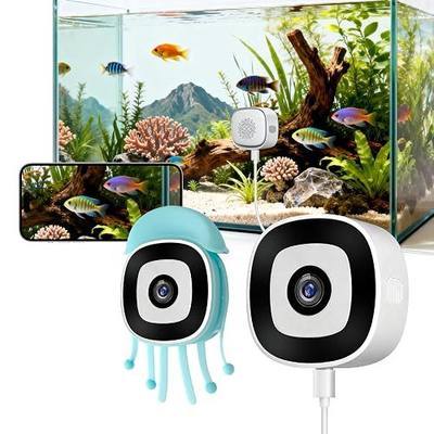 Pet Camera for Aquarium, Reptile & Bird Feeder | 5&2.4GHz WiFi, 24/7 Recording, No Drill, Easy to Install