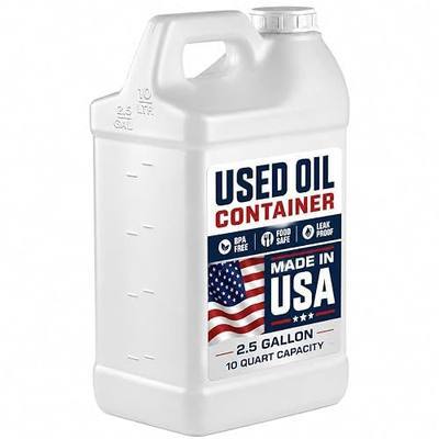 Used Oil Container Automotive 2.5 Gallon - Used Motor Oil Container with Airtight Leak Proof Screw Cap - 10 Quart Waste Fluid Disposal & Recycle Jug, HDPE, Made in USA