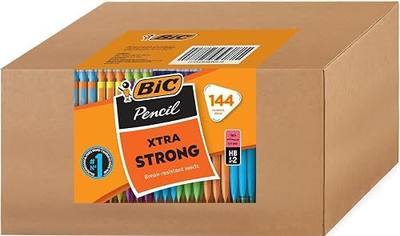 BIC Xtra Strong #2 Mechanical Pencil, 0.9 mm Thick Point, 144 Pack | Clean-Erasing Lead, 144-Count Pack in Assorted Barrel Colors