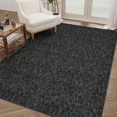 Garvee Modern 5x7 Rugs for Entryway Solid Color Washable Area Rugs, Black | Rubber Backing Neutral Textured Non Shedding Stain Resistant Low Pile Foldable Soft Rug for Bedroom Nursery Living Room