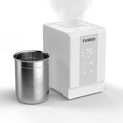 TURBRO 4L Stainless Steel Warm Mist Humidifier, 500mL/h Steam Vaporizer | Dishwasher Safe, Filter-Free, ETL-Certified, Auto Shut-off, Child Lock, No White Dust, Sleep Mode for Bedroom