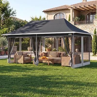 COBIZI 12x20 Pop up Canopy Tent Gazebo, Party Tents for Parties | Carpas para Fiestas, Large Outdoor Popup Patio Screened Gazebos, Shelter Tents with Net for Backyard, Commercial,DarkGrey