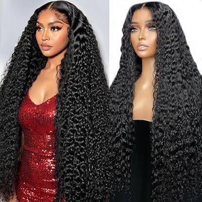 28 Inch 13x6 Deep Wave Lace Front Wigs Human Hair 200% Density 13x6 HD Lace Front Wigs Human Hair Can Last 6-10 Months Glueless Lace Frontal Wigs For Women Curly Human Hair Wigs Pre Plucked