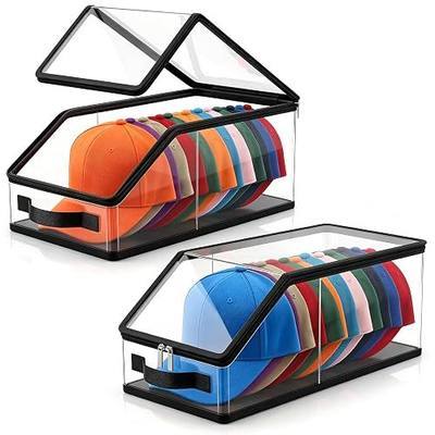 Xixter 2 Piece Baseball Hats Organizer Set - Conformal Hat Organizer with Clear Window, Closet Stackable Hat Organizer, Holds 12 Hats, Dark Gray (Black)