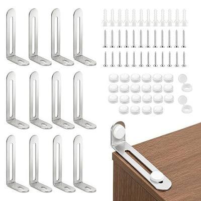 12 Pack Furniture Anchors, Steel Anti Tip Wall Anchor for Dresser & Cabinet | Heavy Duty Steel Anti-Tip Anchors to Prevent Furniture Tipping