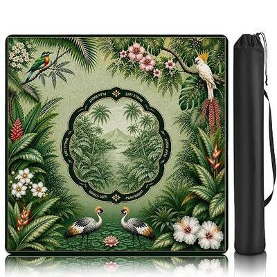 Mahjong Mat–31.5'' x 31.5'' Tropical Bird Garden American Mahjong Table Mat, Non Slip Noise Mahjong Gaming Table Cover for Mahjong, Poker, Card, Board Tile Games