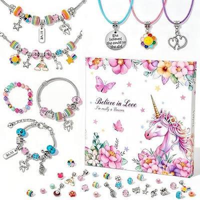 Charm Bracelet Making Kit for Girls,DIY Jewelry Crafts Toy Gifts for Kids,Girl Birthday Gift Ages 6 7 8 9 10