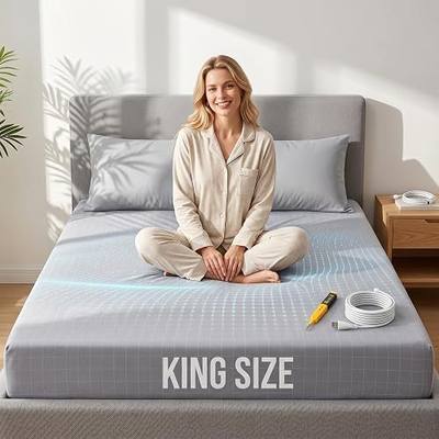 Grounding Sheets King Size, 76% Cotton+4% Silk+20% Pure Silver, Deep Pocket Grounded Bed Sheet for Improved Sleep, Pain Relief, with Static Grounding Cord and Test Pen (Gray, (78.3 * 80.2 * 15 in))