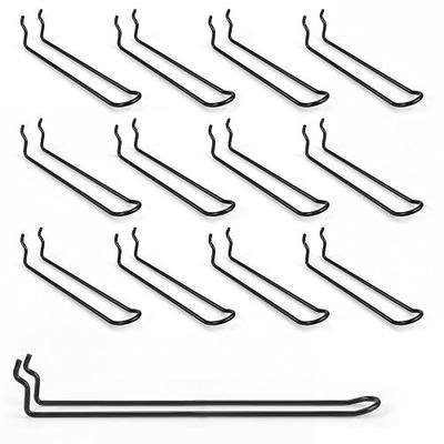 Pegboard Dual-arm Hooks - 16pcs Heavy Duty Tool Hanging Holders 1/4 3/16 Peg Board Accessories - Matal Hanger Rack for Retail Display Garage Craft Room Kitchen Wall Storage (Black, 10")