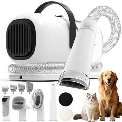 Dog Grooming Kit with Vacuum, 12000Pa Pet Electric Clipper & Cleaning Brush | PG01 All-in-One Pet Grooming Kit, Low-Noise Dog Vacuum for Shedding Grooming, Pet Hair Remover Vacuum