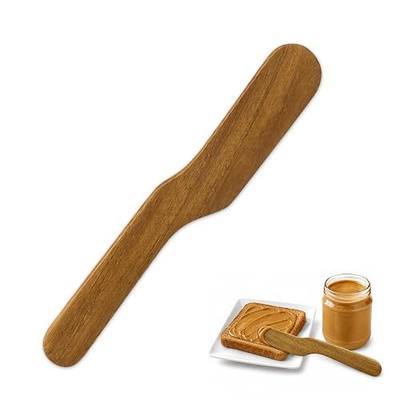 Wooden Butter Knife Spreader, 8” Teak Wood Spreader, Jar Scraper | Handmade Wooden Spreader Knife for Peanut Butter, Cream Cheese, Jam, Jelly, Sandwich Spreads, Jar Scraping, and Mixing