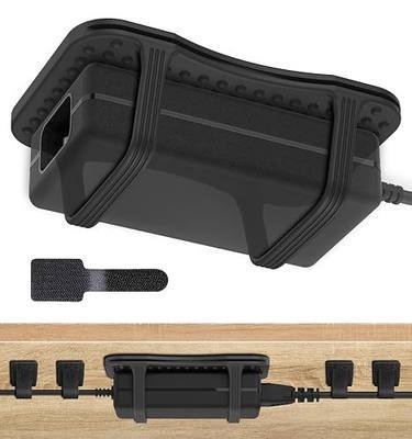 TRONWIN Laptop Charger Holder, Reinforced Silicone Adapter Mount for Under Desk Power Brick with Self-Adhesive Cable Ties, Heat-Dissipating Non-Slip Organizer for Home Office & Gaming Desk