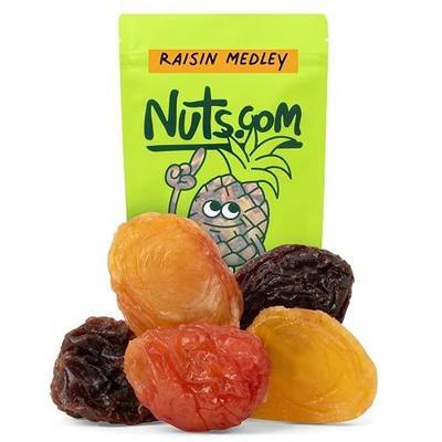 Nuts.com Supreme Raisin Medley, Jumbo Mixed Raisins, Dried Fruits, 2 Pound | Blend of jumbo golden, crimson, Thompson, and flame raisins in one convenient assortment.