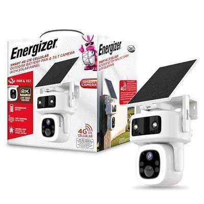 Energizer Smart 4G LTE Cellular Security Camera with Solar Panel, 2K Outdoor Wireless Pan Tilt Camera, No WiFi Required, Rechargeable Battery, Color Night Vision, Motion Detection, White