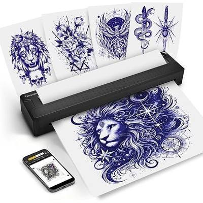 Tattoo Stencil Printer Wireless Thermal Tattoo Machine Kit | Rechargeable lightweight no-ink printer, crisp tattoo stencil, Bluetooth iOS & Android, works with transfer paper & docs