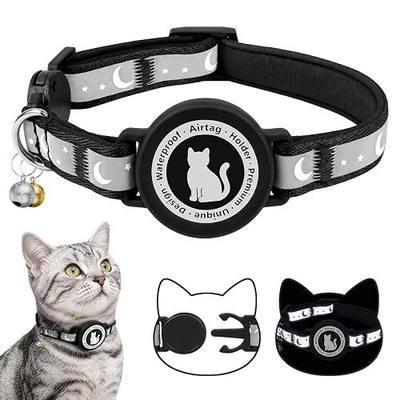 AirTag Cat Collar with Waterproof Holder and Bell | Breakaway buckle, reflective design, waterproof AirTag holder, adjustable 8-11 in fit, lightweight nylon,comfortable fit