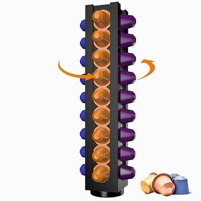 Coffee Pod Holder Storage Organizer Compatible with Nespresso OriginalLine,Wooden Rotating Countertop Coffee Station Organizer -36 Pods - black (Black)