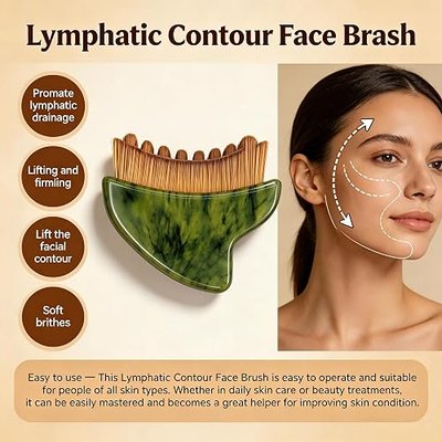 2-Pack Lymphatic Contour Face Brush,3-in-1 Lymphatic Brush,0.075mm Ultra-Soft Bristles Gua Sha Facial Tools, for Lymphatic Drainage, Less Puffy Look, Sculpt & Relax