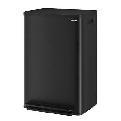 13 Gallon Trash Can Kitchen Garbage Bin with Removable Inner Buckets 50L Stainless Steel Step-on Metal Large Waste Cans with Soft Close Lid Black