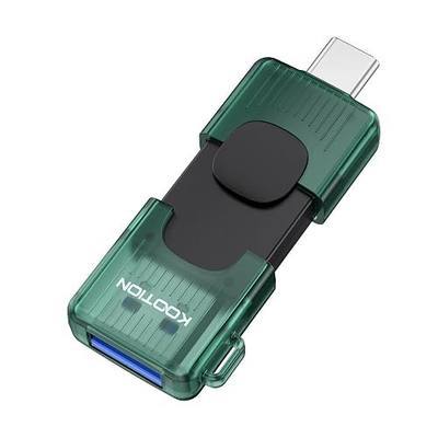 KOOTION 128GB Dual USB-A & Type-C Flash Drive up to 110MB/s USB 3.2 Gen 1 | Retractable Thumb Drive Compatible with iPhone 15/16/17 Series Android Phone Tablet Laptop Windows Mac (1Pack Green)