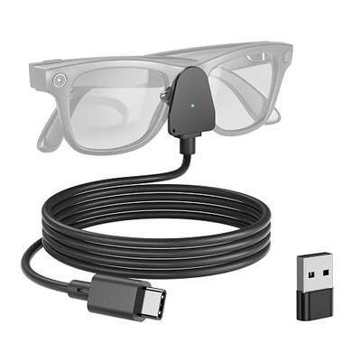 Charging Cable Adapter for Ray-Ban Meta Smart Glasses (Gen1&2) Wayfarer/Skyler/Headliner/Oakley HSTN/Scirber, Portable Charger with 3.3 FT USB C Cable, Includes a USB A Adapter for Meta AI Glasses