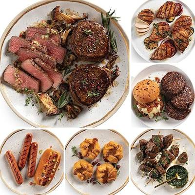 Omaha Steaks Ultimate Gift, 23 Items: 4 Classic Jumbo Franks, 4 Butcher's Cut Filet Mignons, 2 Beef Sirloin Tips, 4 Chicken Breasts, 4 Classic Burgers, 4 Caramel Apple Tartlets, 1 Seasoning