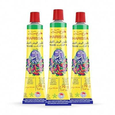 Le Phare du Cap Bon Harissa Paste in Tube - Authentic Tunisian Harissa Berbere spice Sauce, Chili Pepper Paste & Seasoning, Spicy Red Pepper Condiment for Cooking and Sandwiches - Crushed Calabrian Chili Peppers condiment squeeze intubes (3 x 70g Tubes (7.40 oz))
