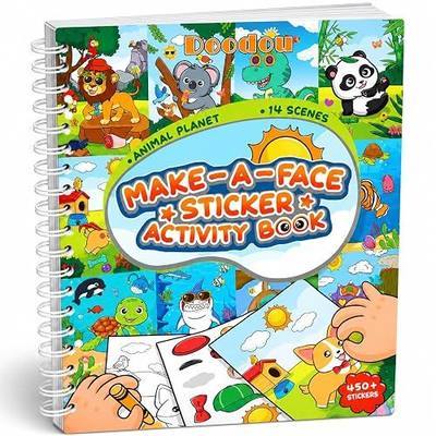 Make a Face Sticker Book for Kids Ages 2-4 & 4-8 by Puraelsa - 14 Sticker and Coloring Scenes, Interactive Peel and Stick Activity Book, Screen-Free Travel Toy for Car Rides & Airplane Trips