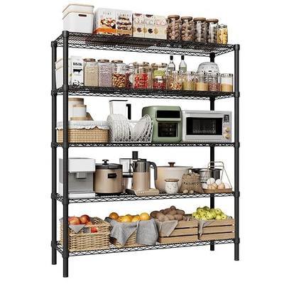 Garvee 3300LBS 5-Tier Metal Shelving for Garage Storage, 47" Wx17.7 D×72" H | Adjustable Wire Shelving Rack, Freestanding, Heavy Duty Storage Shelves, Leveling Feet, Kitchen Pantry Room Laundry, Black