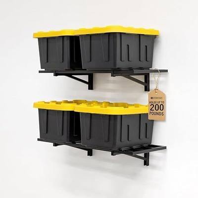 StoreYourBoard Heavy Duty Garage Shelf Wall Mount – Wall-Mounted Garage Storage & Organization – Heavy Duty Garage Shelves for Tools, Bins, & Equipment – Holds 200 lbs (Black, 2x2ft 2-Pack)