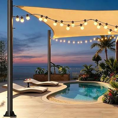 2 Pack Sun Shade Sail Pole, 10ft Heavy Duty Metal Pole with Hammer-fit Sleeve Connection, 2.28" Diameter Sun Sail Post for Patio, Lawn, Deck, Hard Ground or Soil