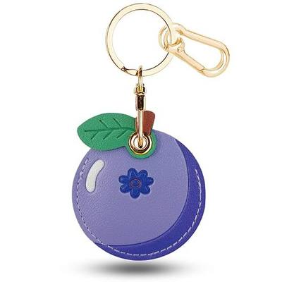 Leather Keychain Holder Case for Airtag,Cute Protective Keychain Cover Compatible with AirTag,Anti-Scratch GPS Case for Keys(Blueberry)