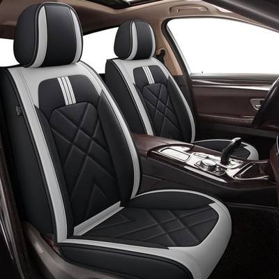 Seat Covers for Toyota Corolla 2000-2019 Full Set Black & Light Gray | Custom fit, Airbag Compatible, Leather, Breathable, Easy Clean, Easy Install, Car Seat Protector