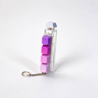 Clicky Keyboard Fidget Keychain – Classic Clicky Switch, 5 Keys, Compact Cylinder Barrel, Pen-Style Side Button – Pocket Fidget Clicker for Commute & Home (1, Purple)