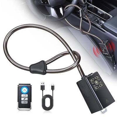 Remote Control Car Steering Wheel Lock with 120dB Alarm, Car Security Lock | Keyless Anti-Theft Device, Cable-Cut Alert, Vibration Sensor,USB-C Rechargeable, Universal Fit for Car SUV Truck Van