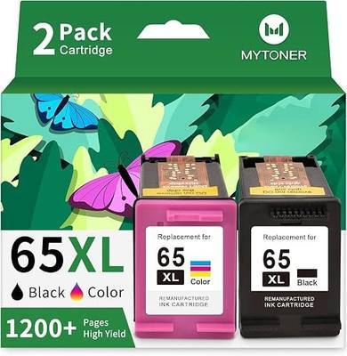 MYTONER 65XL Ink Cartridges Black/Color Combo Pack High-Yield Replacement for HP Ink 65XL 65 Ink Cartridges use with HP Envy 5055 5052 5058 DeskJet 3755 2655 3752 3720 3722 Printer Ink 65 (2 Pack)