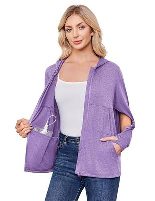 Deyeek Womens Mastectomy Shirts with Drain Pockets Long Sleeve Post Surgery Hoodie Dialysis Sweatshirts with Arm Zipper